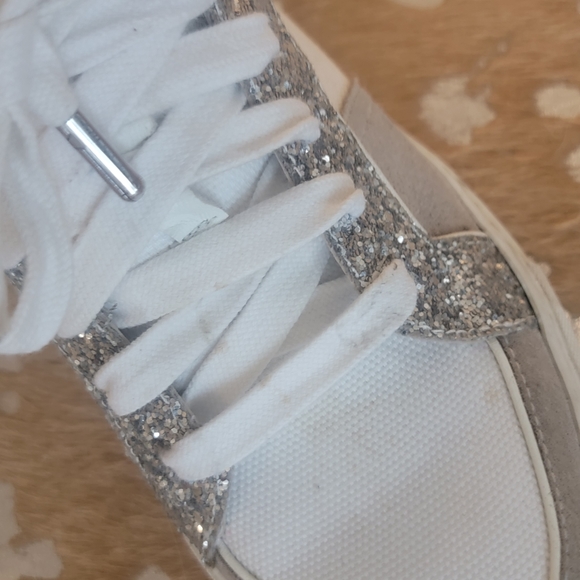 Zadig and Voltaire White Canvas Hitops w Silver Glitter and Suede accents. sz 39 - Picture 10 of 10